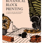 lichtroze cover met tekening van iemand die botanical printing aan het doen is