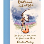 mooie tekening van de jongens en het paard met regenboogachtige zachte kleuren