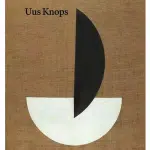 bruine kaft met abstracte tekening van zwart witte halve cirkels die een boot vormen