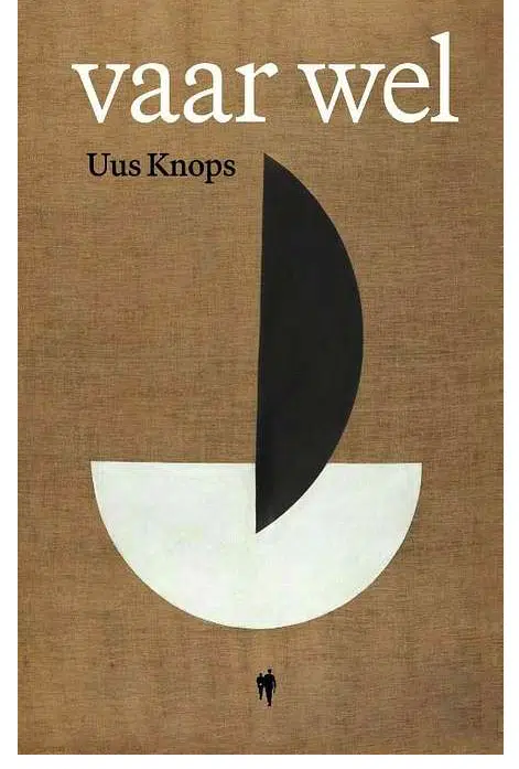 vaar wel Uus Knops bruine kaft met abstracte tekening van zwart witte halve cirkels die een boot vormen