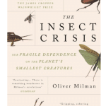 cover van het boek insect crisis van Oliver Milman, witte kaft met gedetailleerde tekeningen van insecten